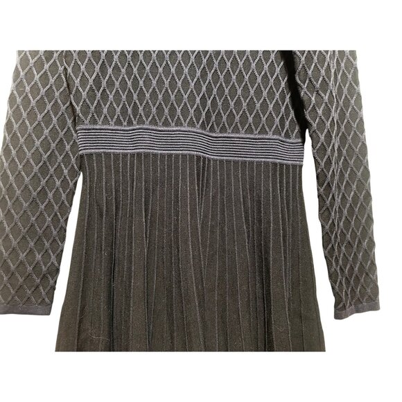 Sold Hugo Boss Wedressy Pleated Dress Size Medium Blue Silk Blend Long Sleeve - Picture 9 of 16